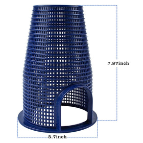 Shuisen 070387 pool pump strainer basket side angle illustrating snug fit.