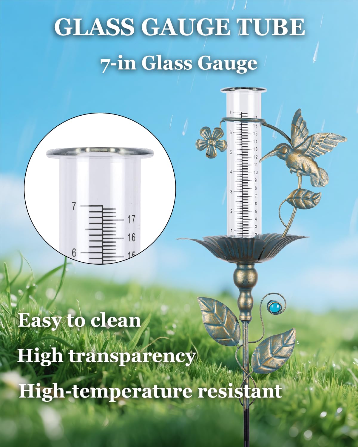 Deep ground plug keeps Shumi gauge stable in windy weather.