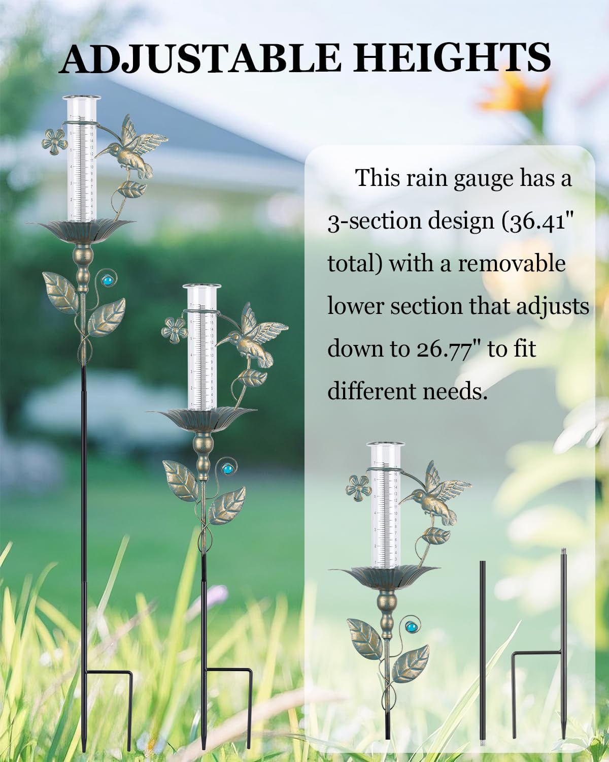 Clear dual scale shows 7 inches and 17 centimeters for rainfall tracking.