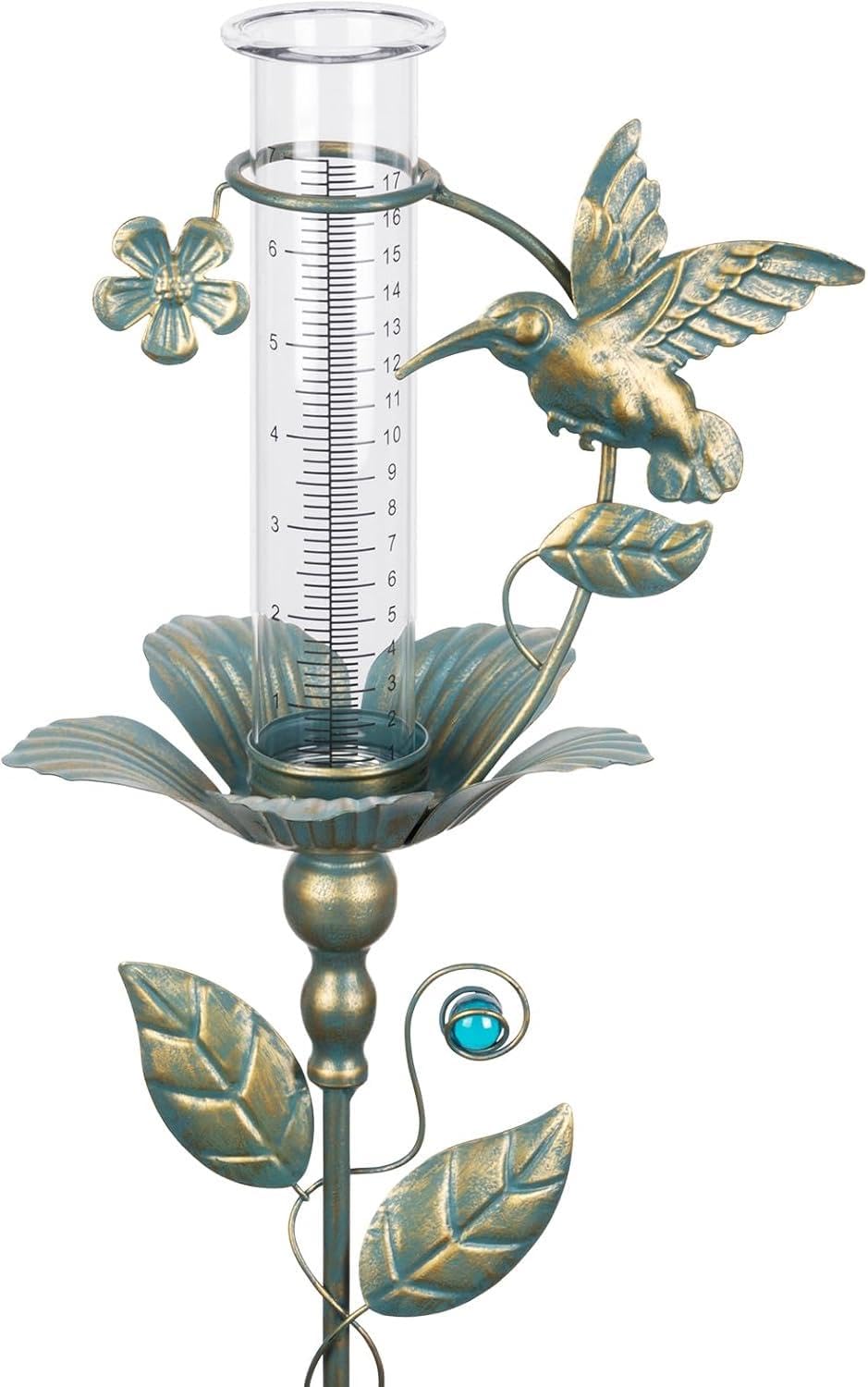 Shumi Rain Gauge glass tube close-up reading rainfall clearly.