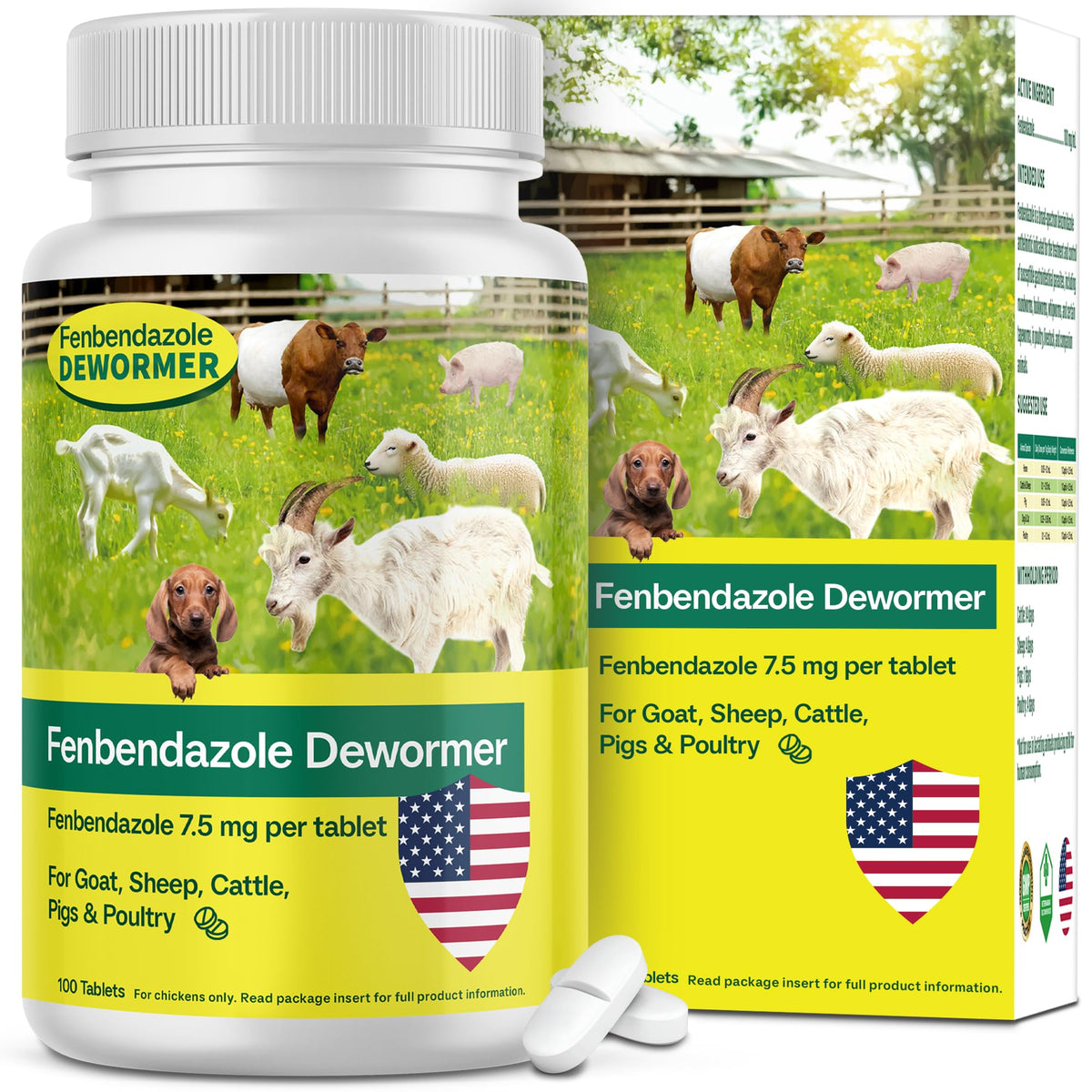 SHUNNIUB fenbendazole tablets packaging for easy livestock deworming preparation.