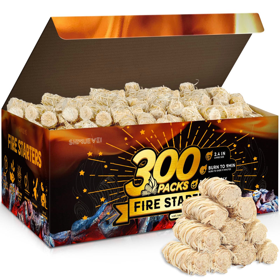 Shwuevei fire starter 300-pcs pack for quick, reliable ignition.