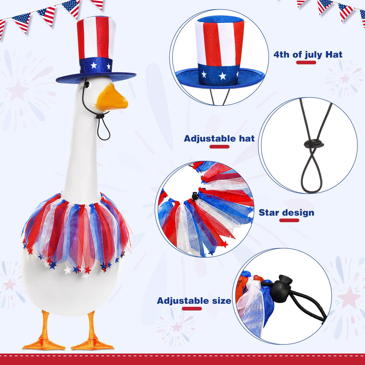 Shyyween 4th of July goose set in red white blue.