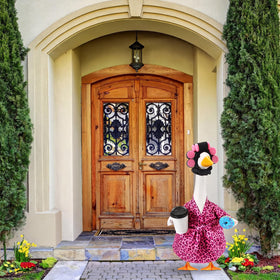 Shyyween curling iron headpiece adds a chic touch to the goose statue.