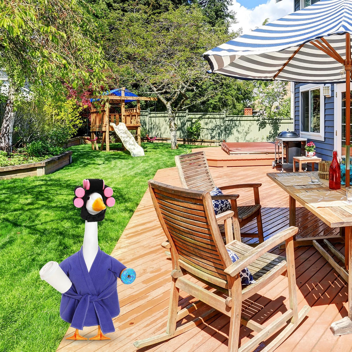 Shyyween porch goose decor for 23-inch statues enlivens garden pathways.