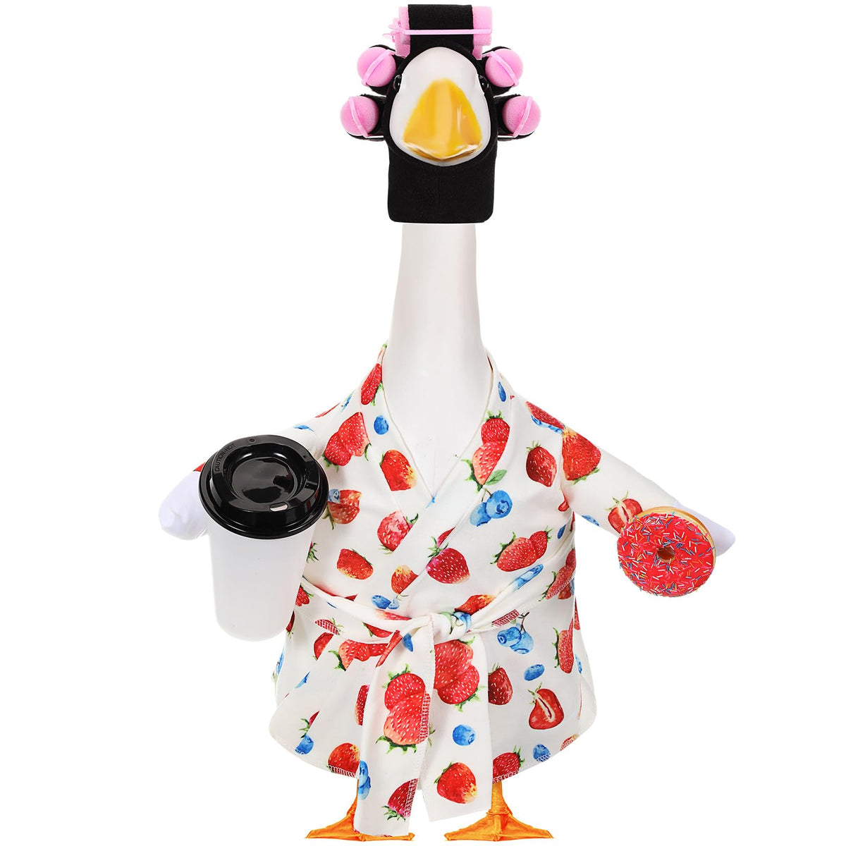 Shyyween Lady Goose Outfit bathrobe on a 23-inch lawn goose enhances curb appeal and charm.