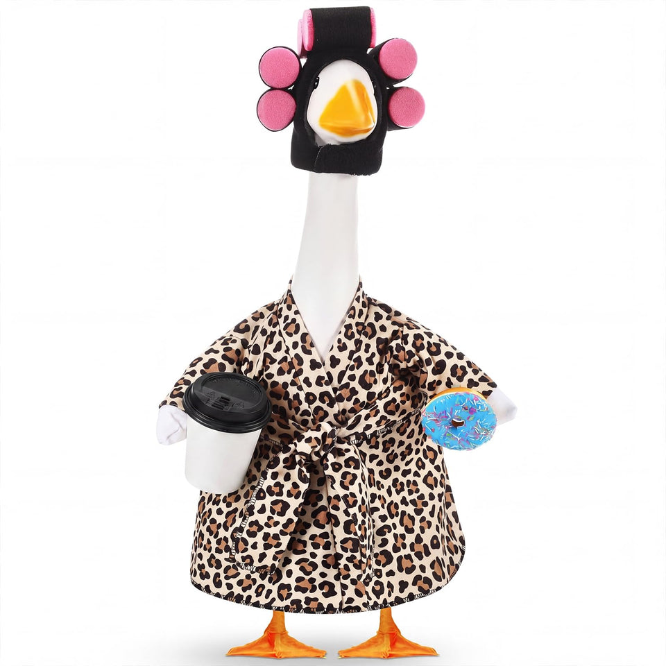 Shyyween leopard bathrobe on a 23-inch lawn goose for curb appeal
