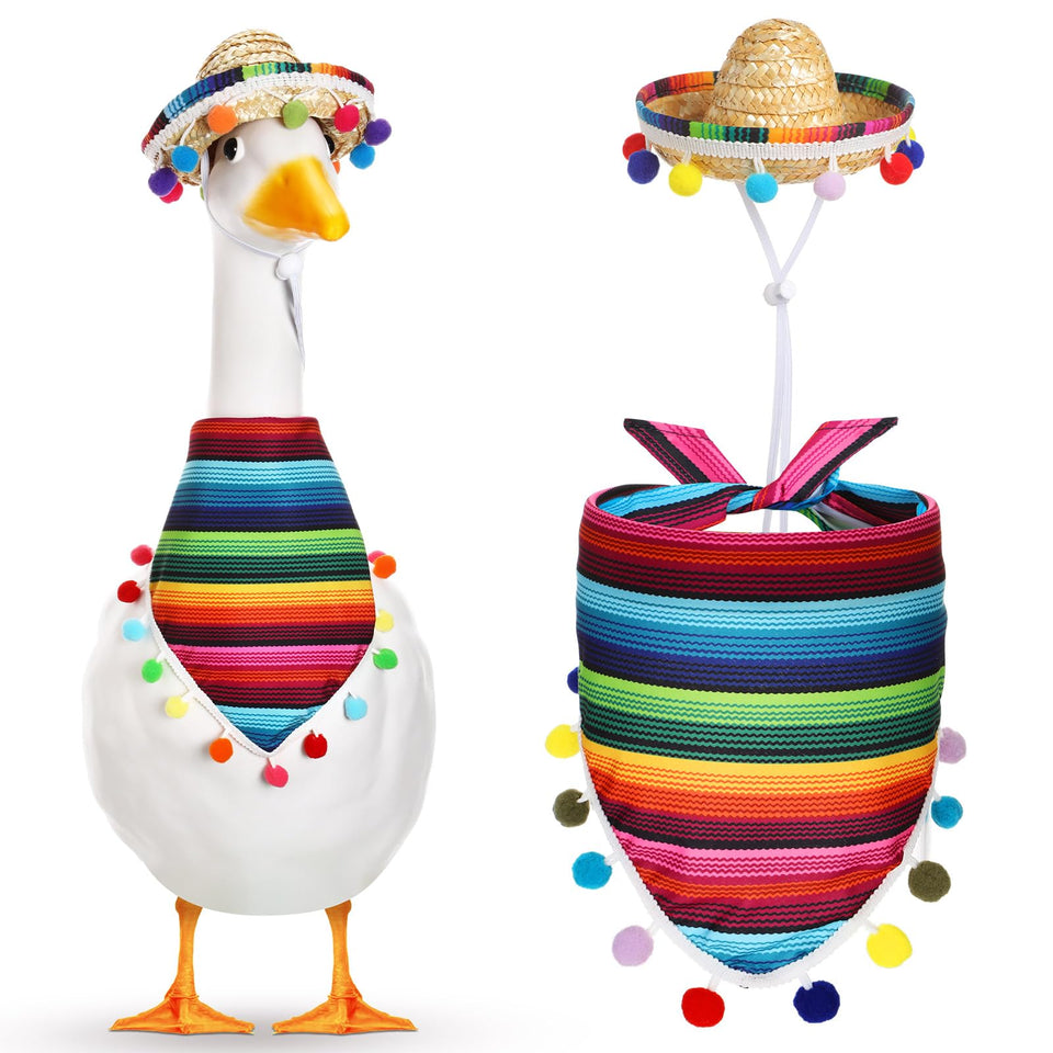 Shyyween Mexican Goose Outfit sombrero for lawn geese, enhances festive decor.