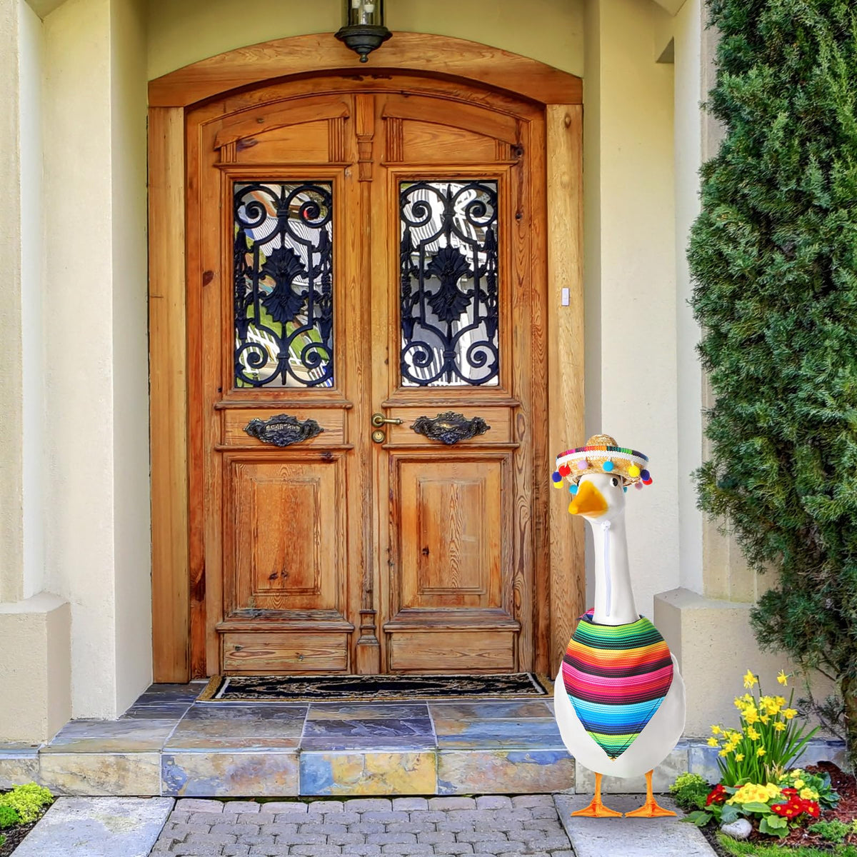 Shyyween outdoor garden goose decor creates a playful focal point.