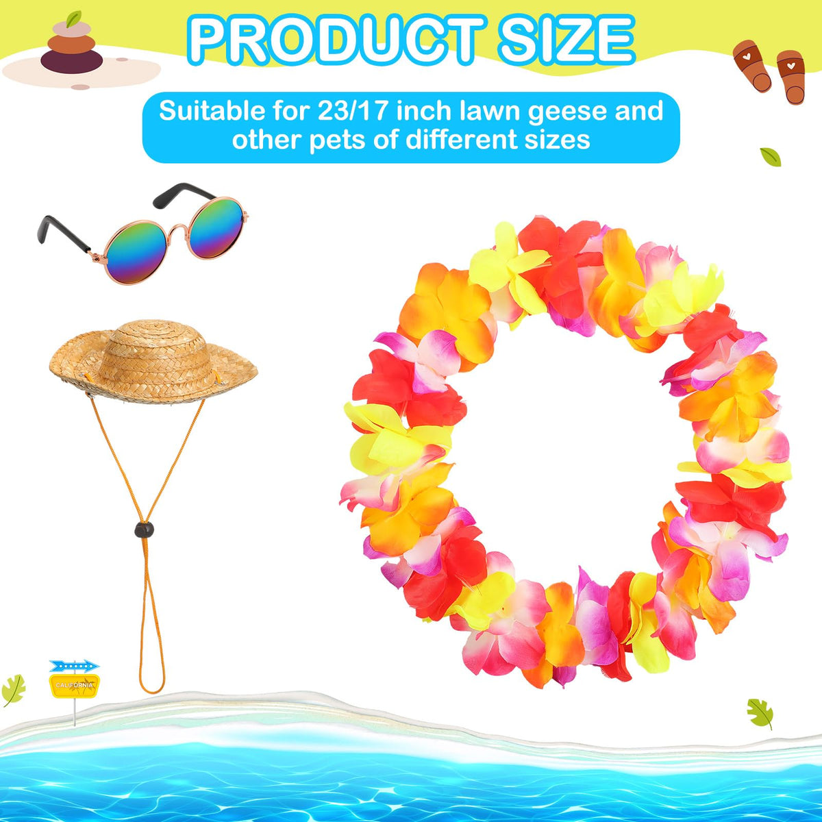 Shyyween goose outfit with Hawaiian lei adds festive tropical vibe