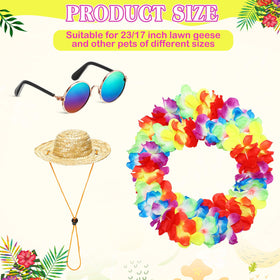 Shyyween goose outfit with Hawaiian lei adds festive color to outdoor decor