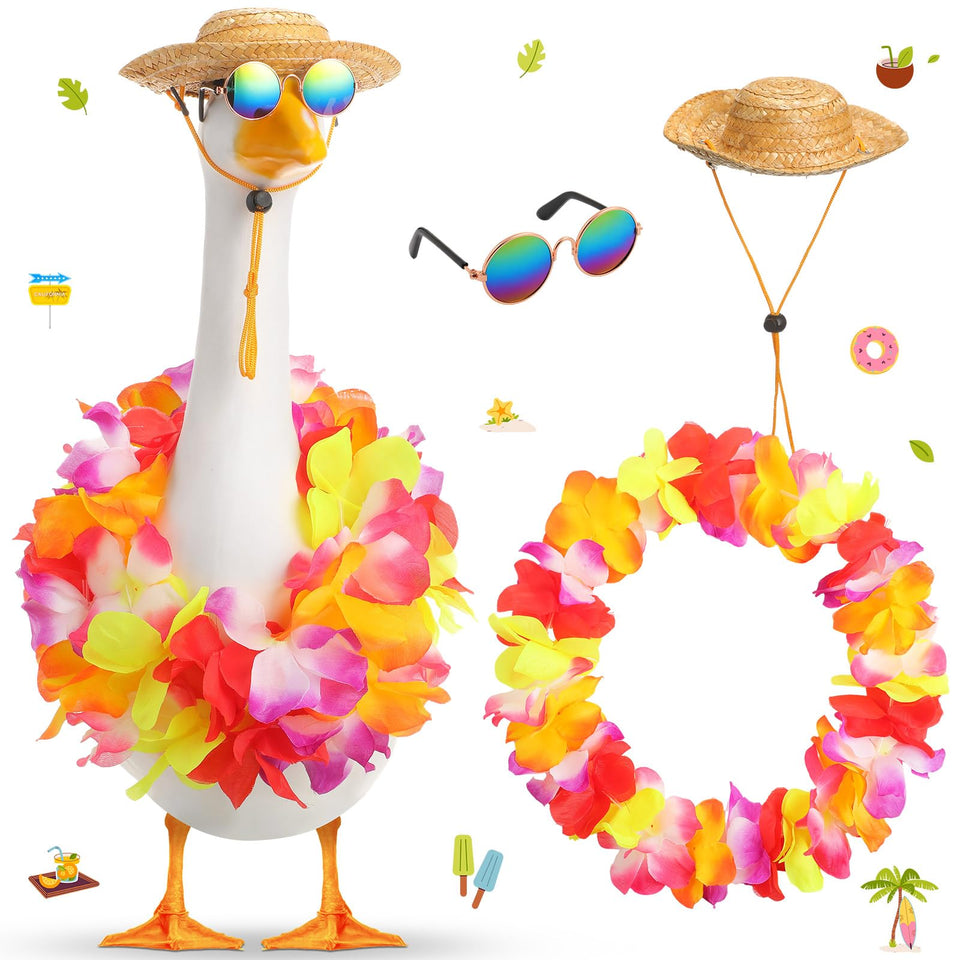 Shyyween goose outfit with straw hat boosts curb appeal for outdoor decor