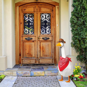 Shyyween decorative goose outfit enhances lawn centerpiece at events.