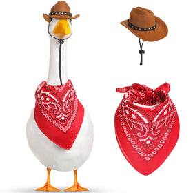 Shyyween western cowboy goose outfit hat on goose for festive curb appeal.