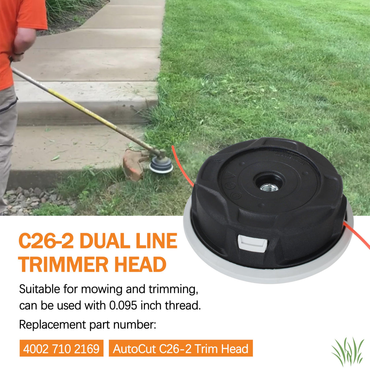 Sialvnd C26-2 trimmer head with quick, tool-free installation.