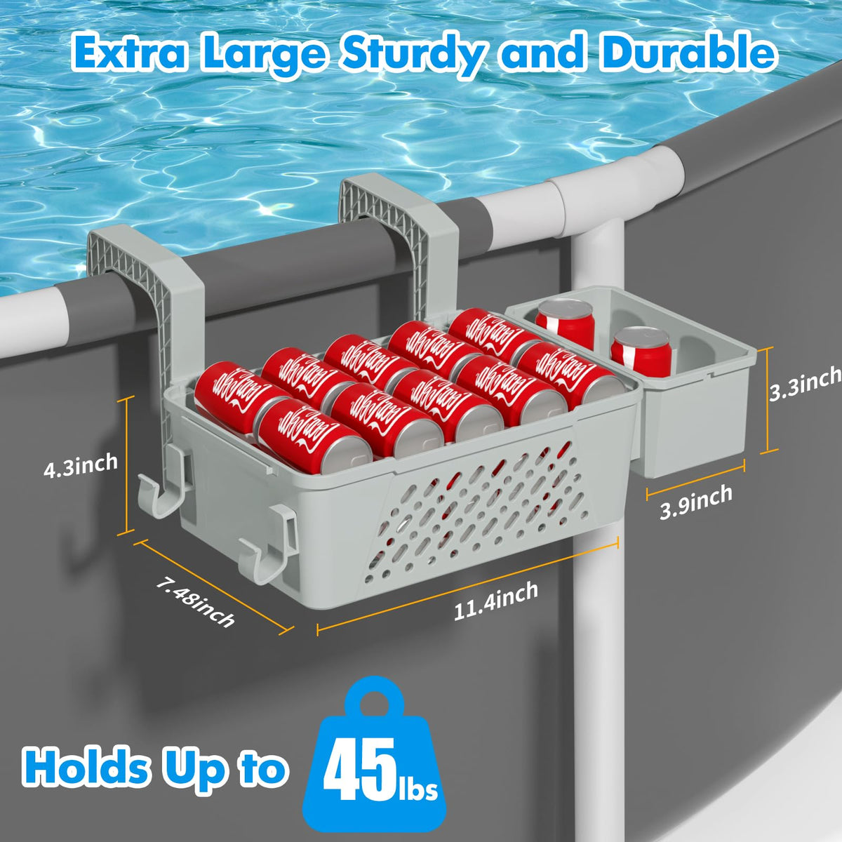 Sibada anti-slip bars stabilize the basket on the pool wall.
