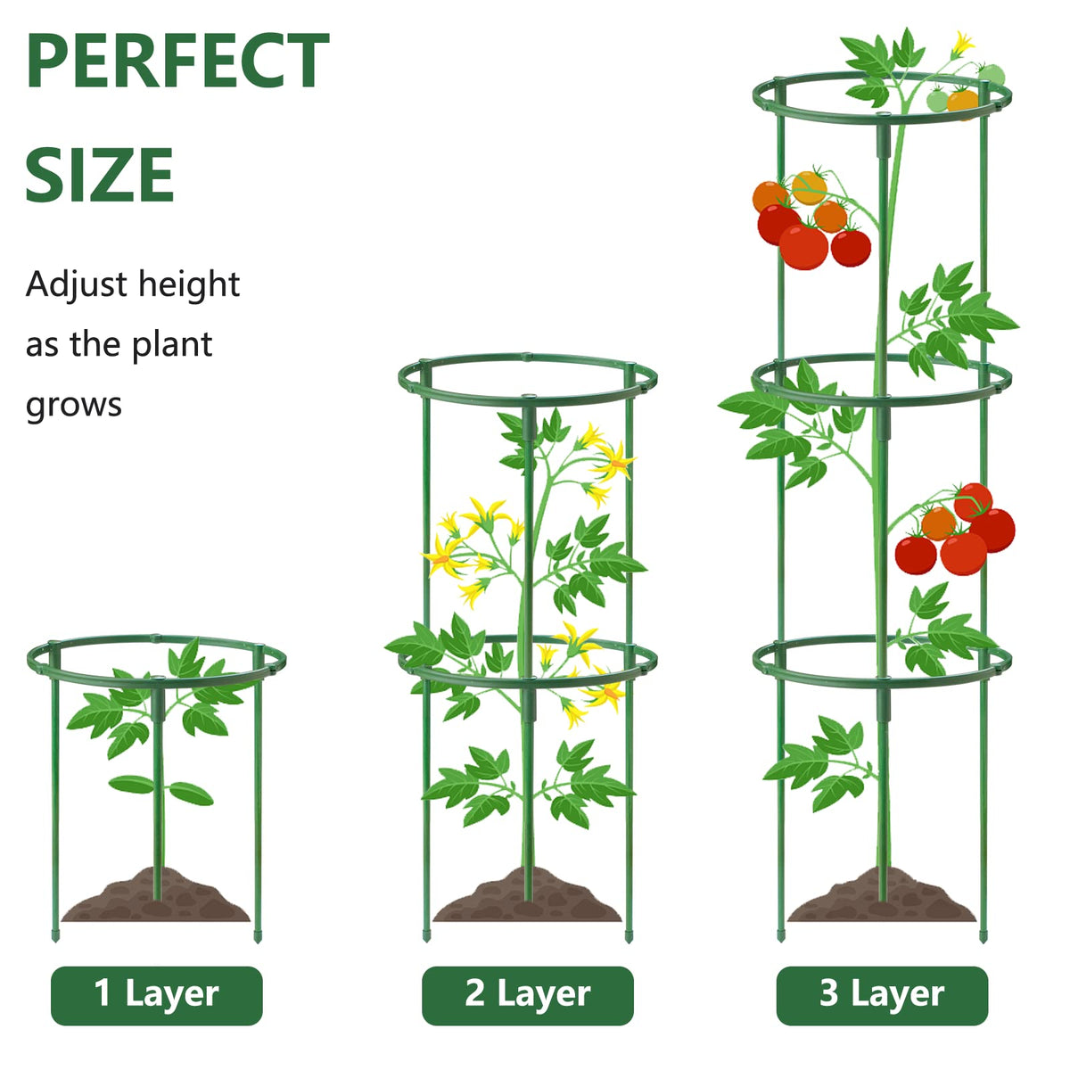 SIBRANT stackable 3-tier garden support stabilizes taller plants