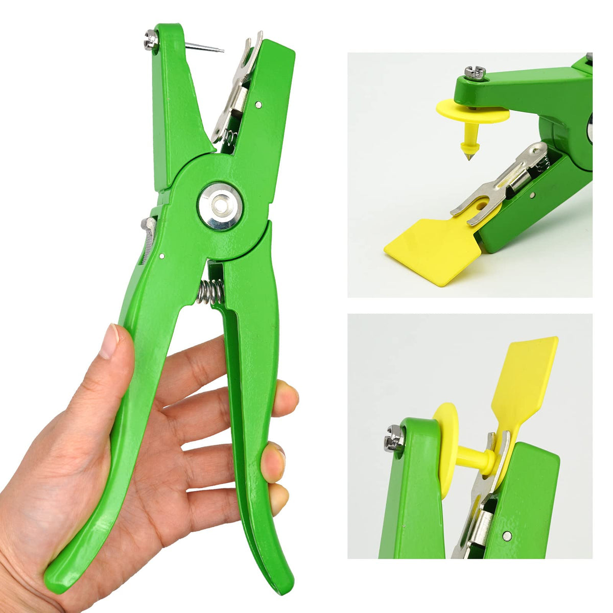 SICHOWEL Livestock Ear Tag Pliers side view, comfortable grip during tagging