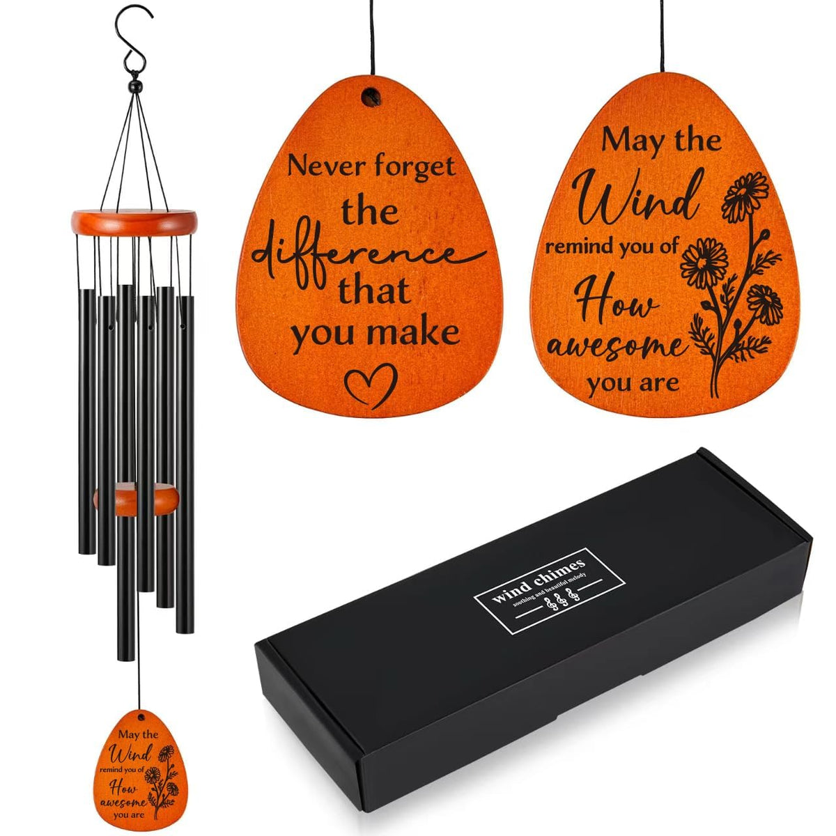 SIDATYSTAR Thank You Wind Chime in natural pine wood for heartfelt appreciation.