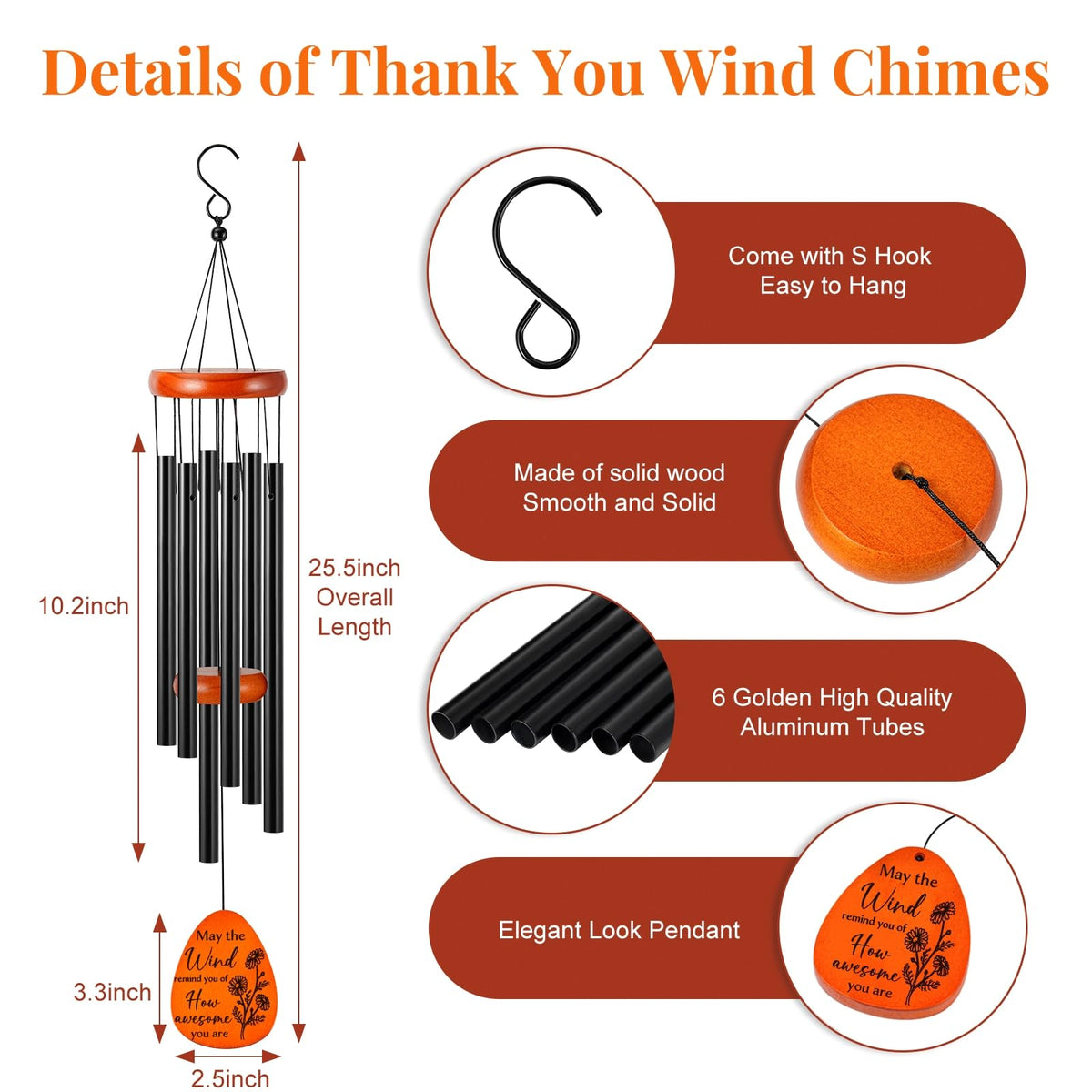 SIDATYSTAR Wind Chime with bells delivers soothing sound for everyday gratitude moments.
