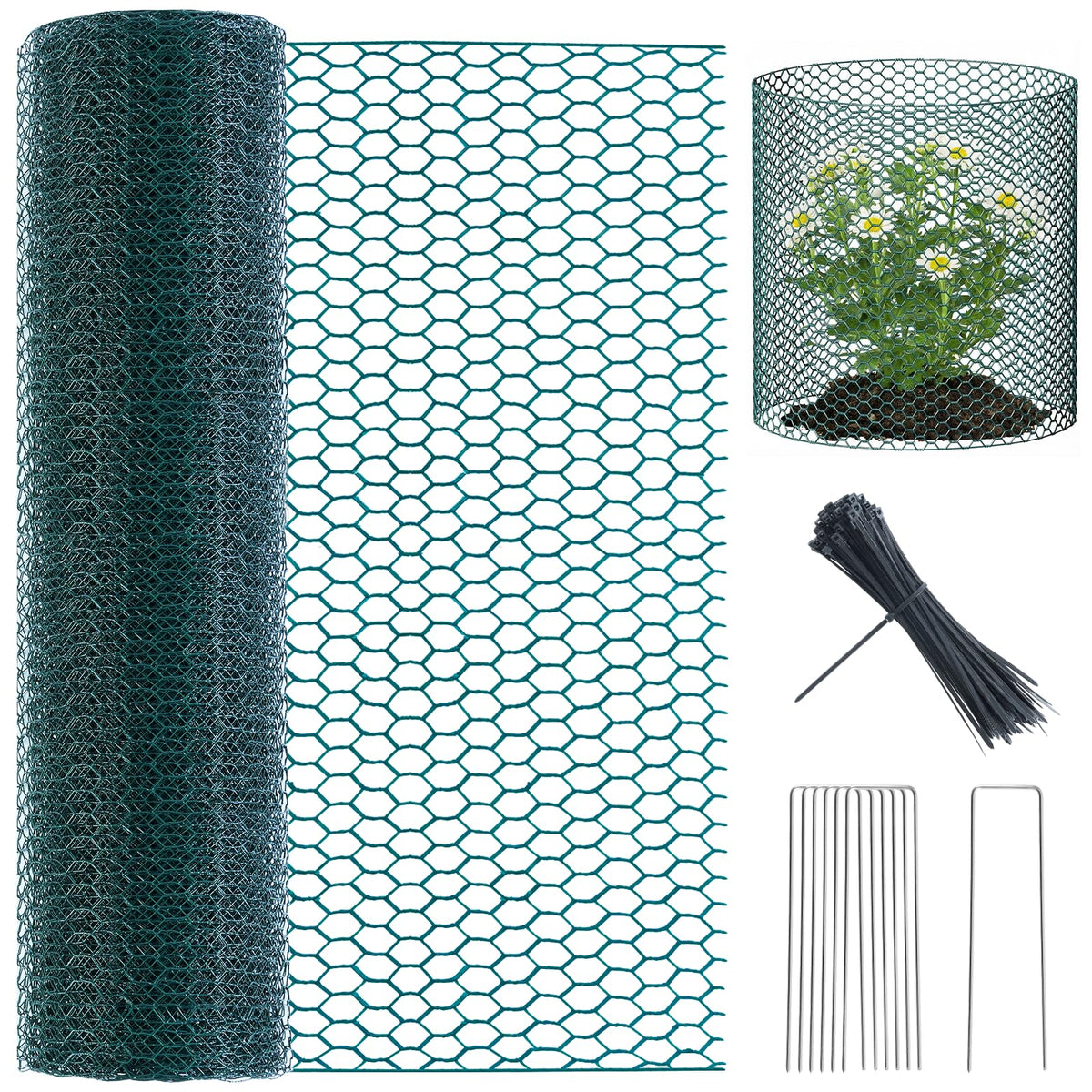 Sidefusi plant protectors roll with vinyl-coated wire for gardens