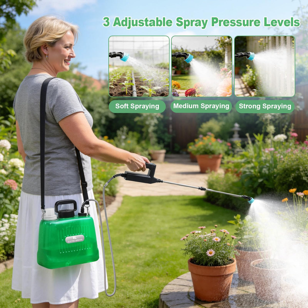 SideKing sprayer with telescopic wand extended to reach high branches