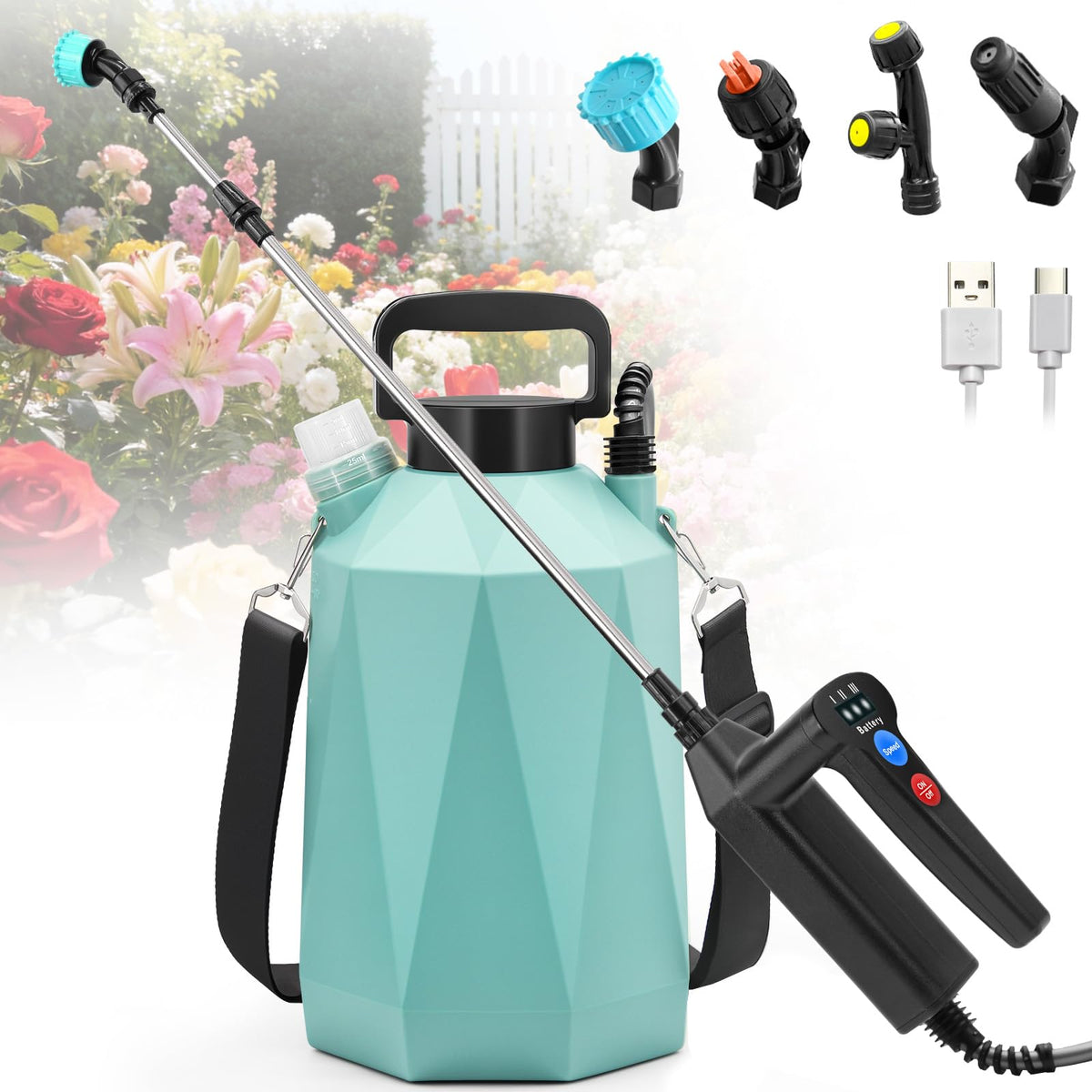 SideKing battery-powered sprayer in action for efficient lawn care.