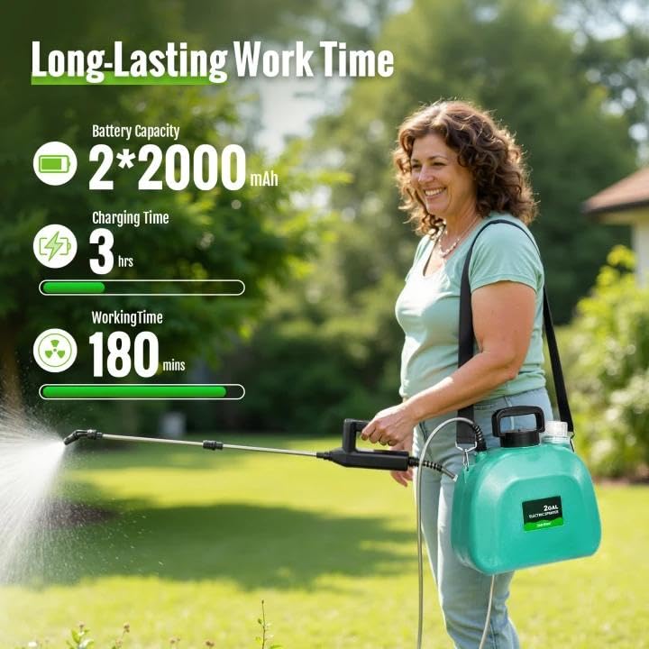 SideKing LED battery indicator shows real-time power for uninterrupted large-area spraying.