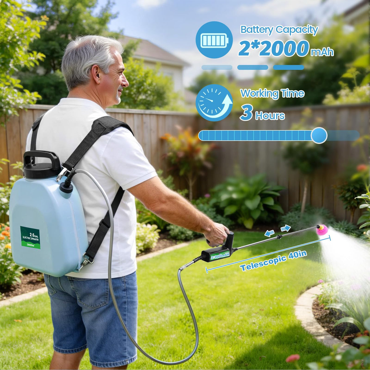 SideKing sprayer offers three pressure levels for delicate foliage and weed control