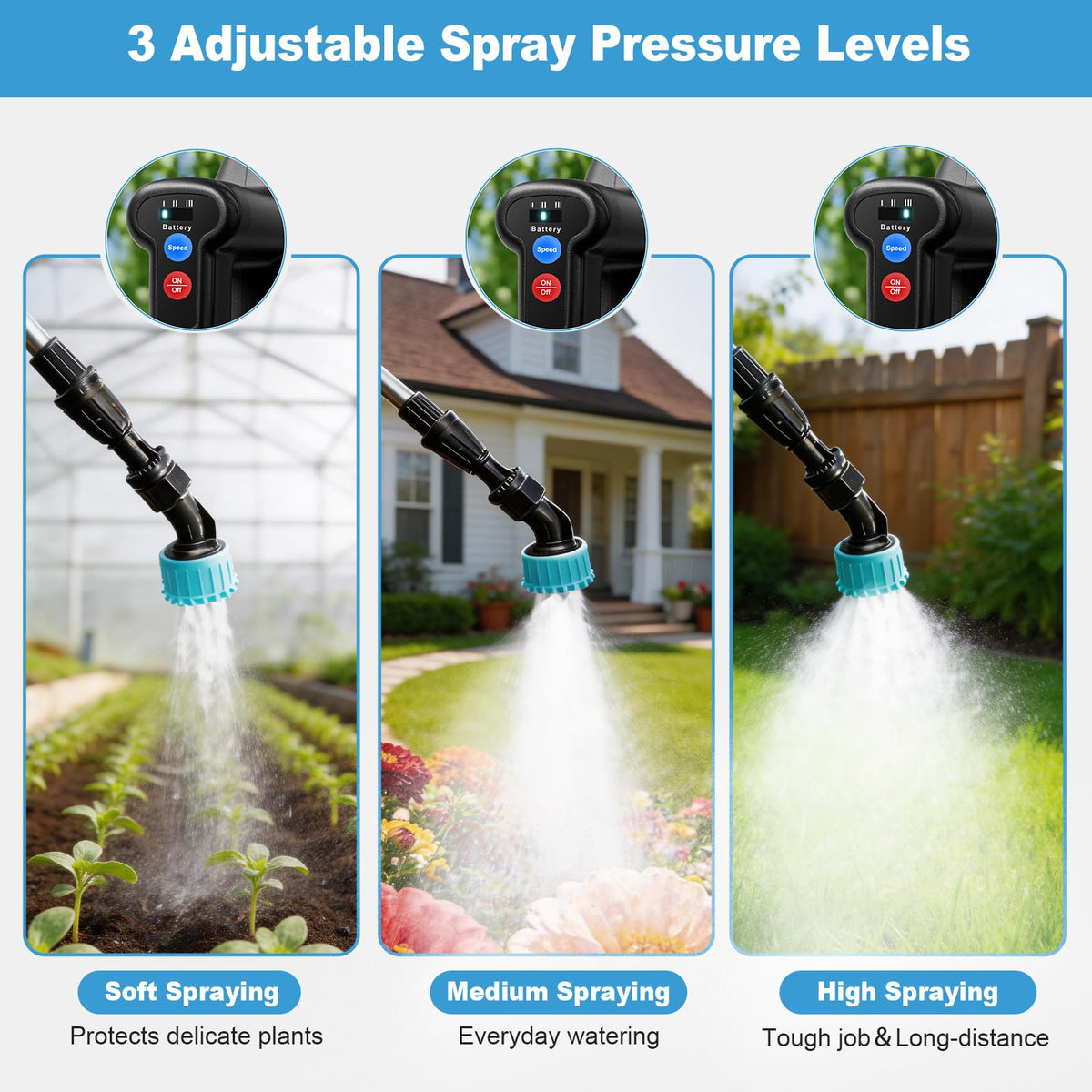 SideKing 40-inch telescopic wand extends reach to tall plants