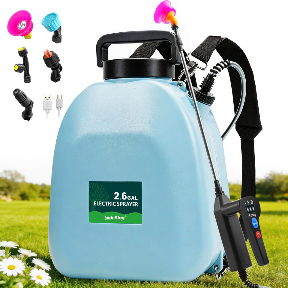 SideKing backpack sprayer with ergonomic straps for long spraying sessions