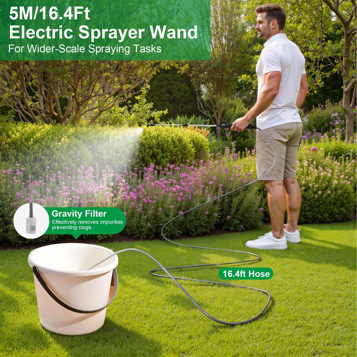 SideKing sprayer wand with three nozzles for versatile lawn care tasks