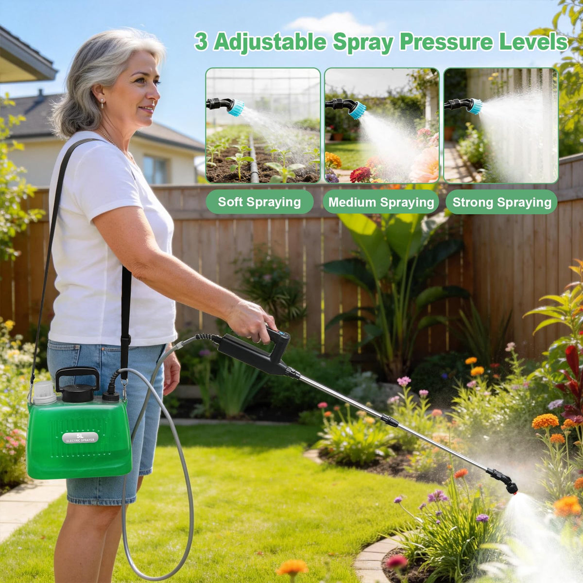 SideKing telescopic wand extended to reach high branches during spraying