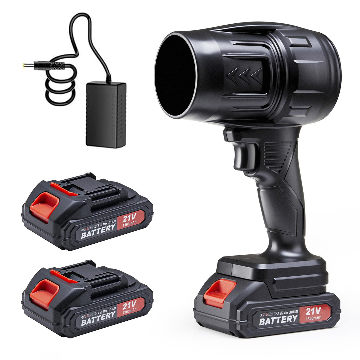 SIEARPUORL 21V handheld blower with dual battery pack for continuous yard cleaning.