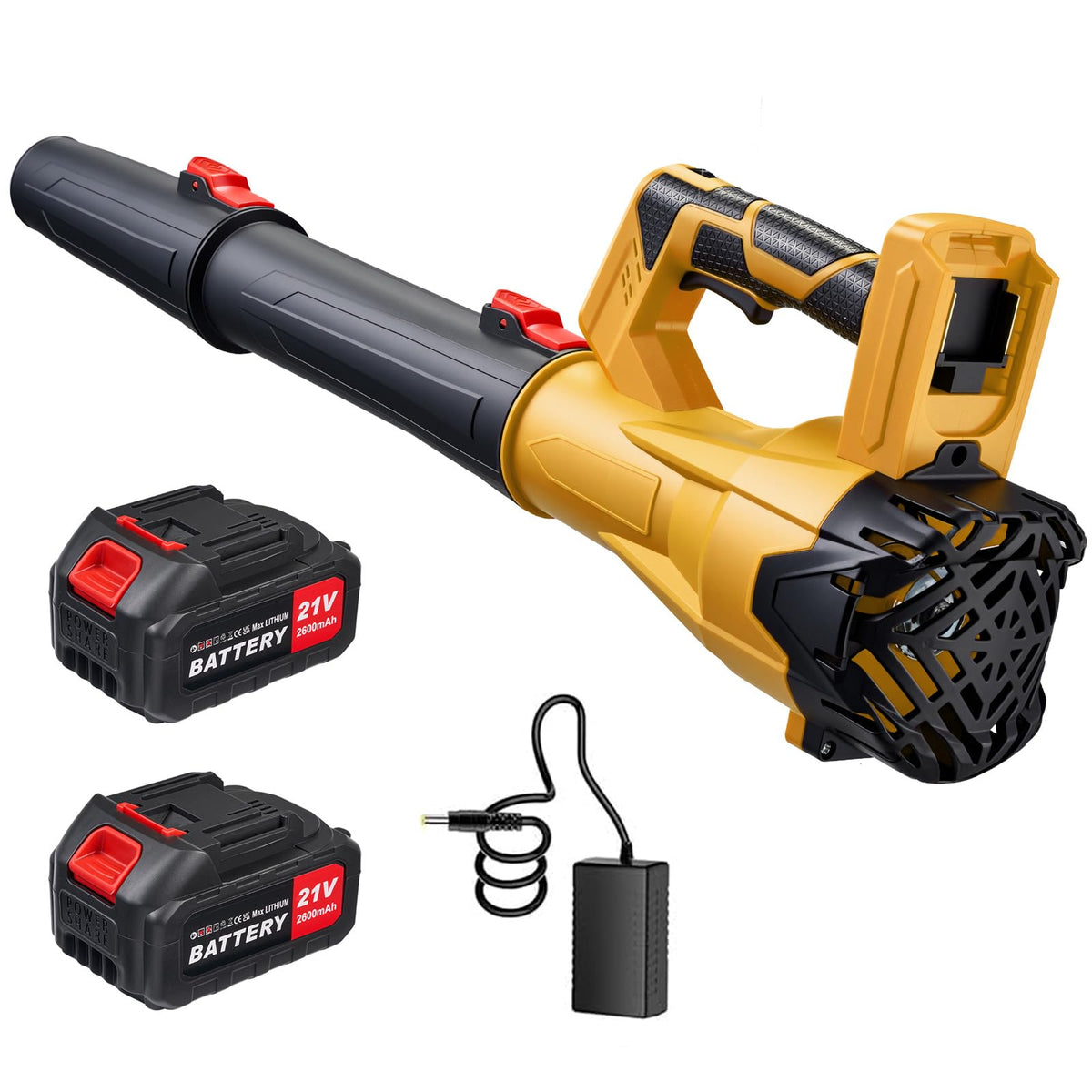 SIEARPUORL 650CFM cordless leaf blower with battery kit in use for yard cleanup.