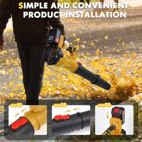 SIEARPUORL industrial yellow cordless blower ready for outdoor work.