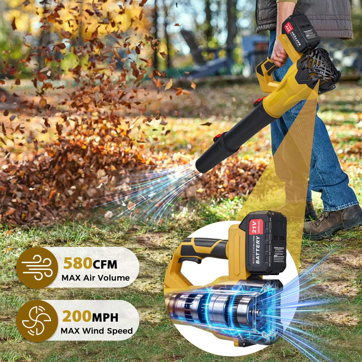 SIEARPUORL lightweight, ergonomic blower held for easy one-handed use.