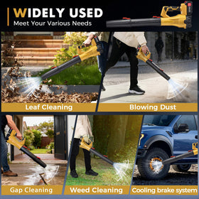 SIEARPUORL cordless blower demonstrating gas-free operation.