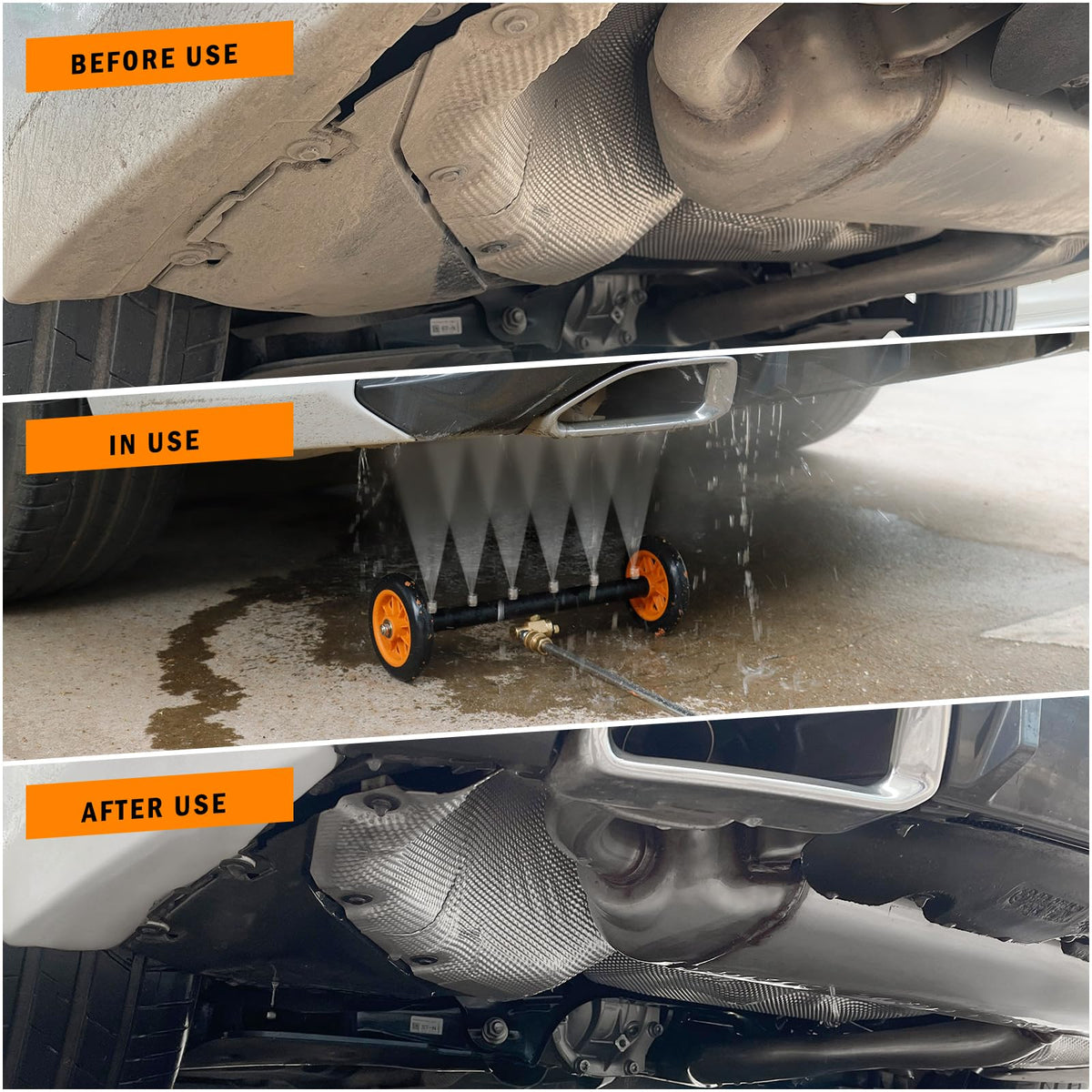 Siebwin water broom surface cleaning on driveway with even high-pressure flow.