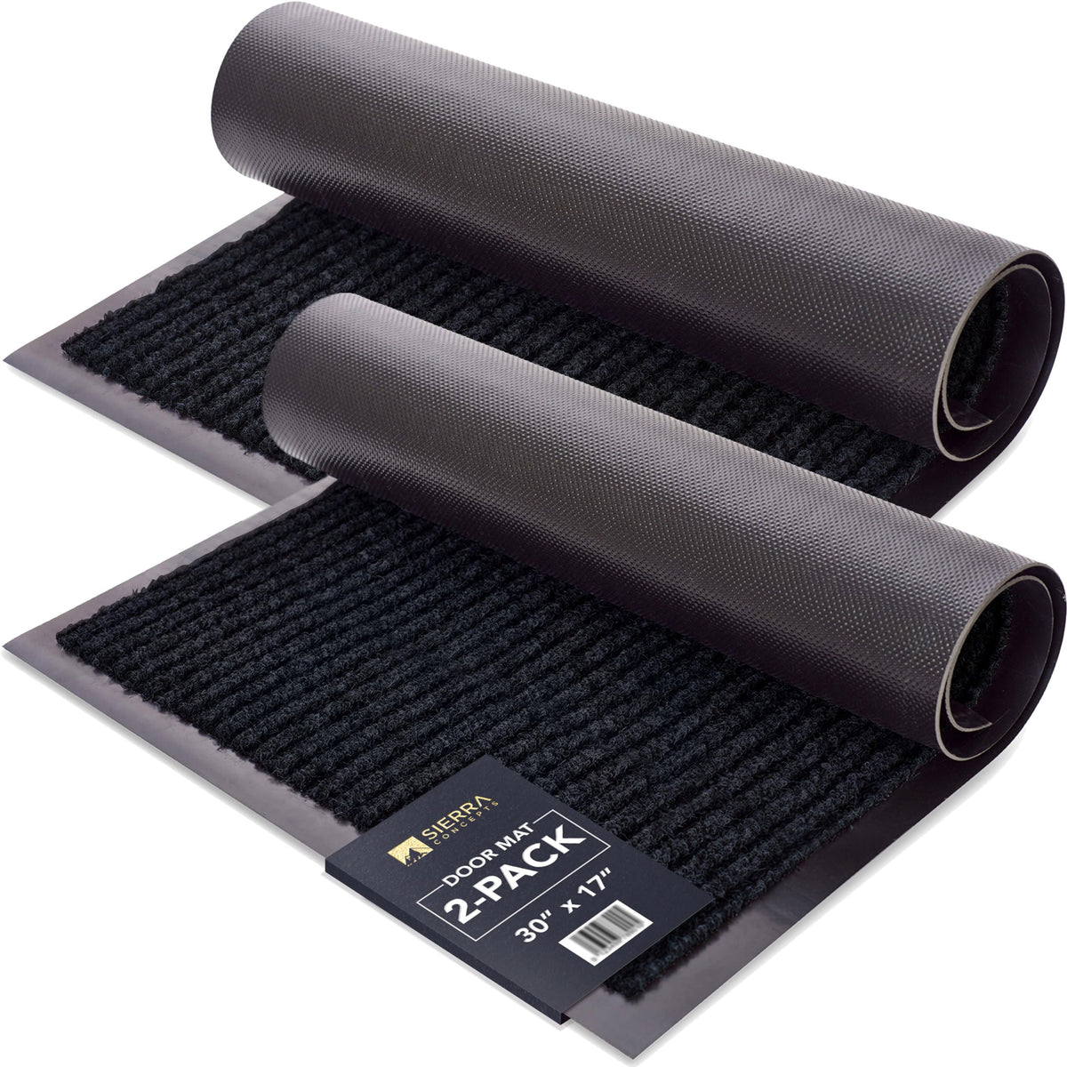 Sierra Concepts front door mat ribbed black 30x17 for durable dirt scraping at entry