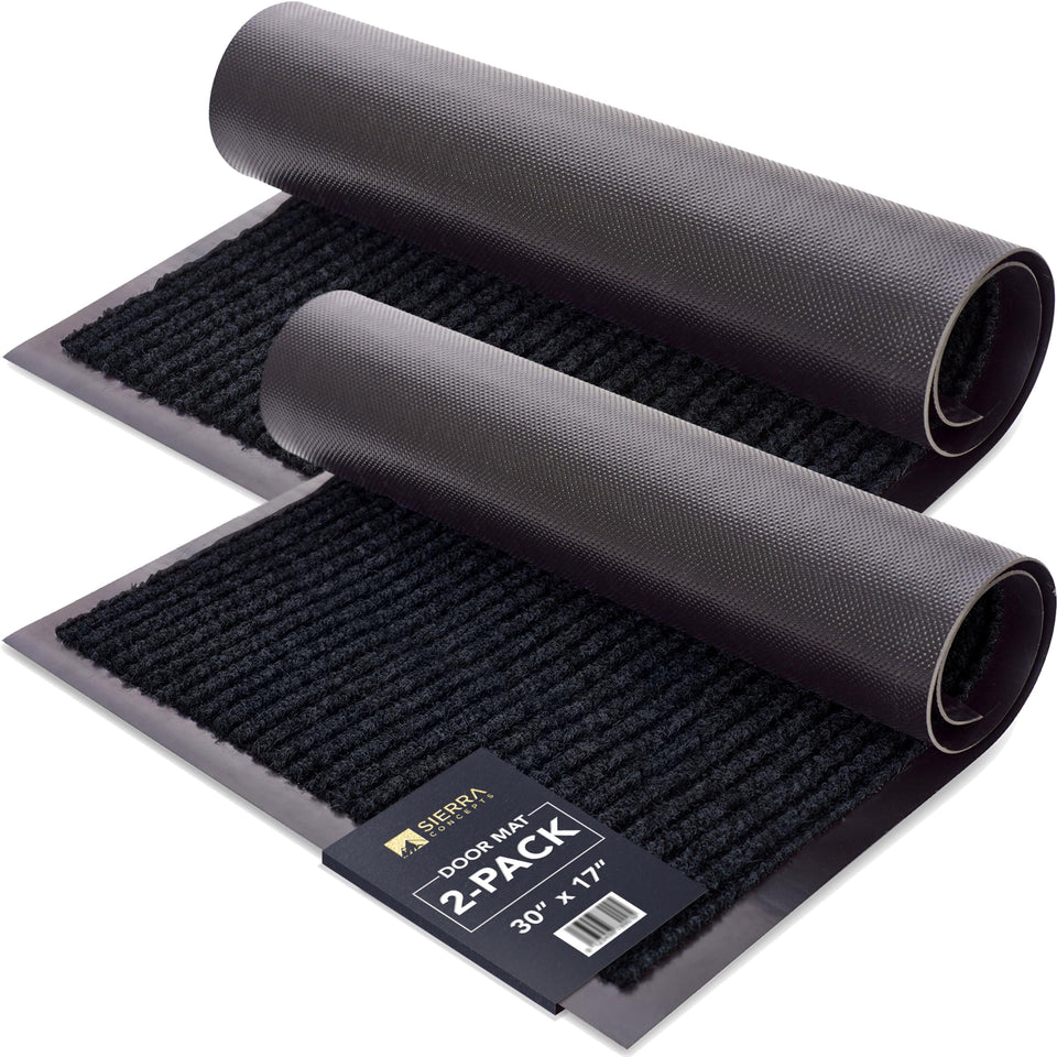 Sierra Concepts front door mat ribbed black 30x17 for durable dirt scraping at entry