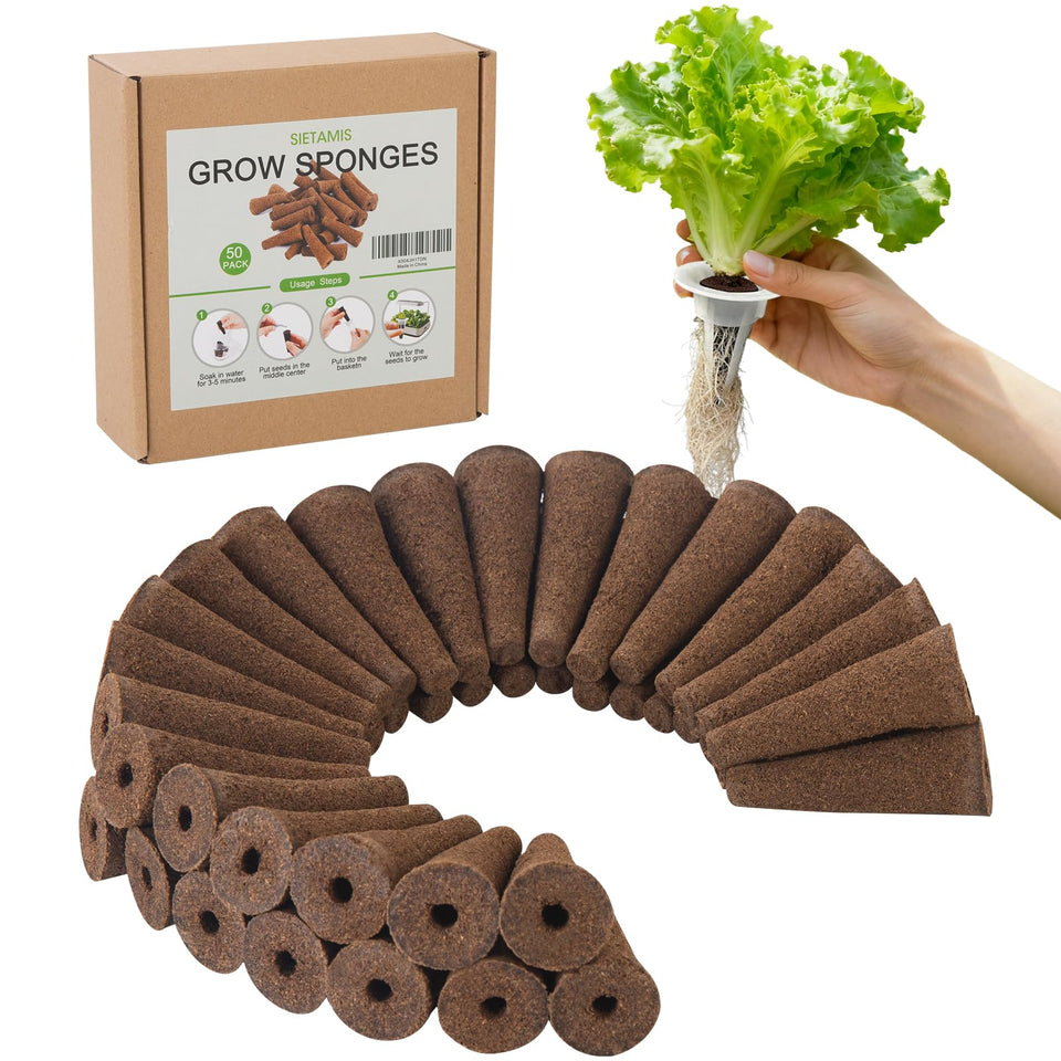 SIETAMIS hydroponic sponges 50-pack enable efficient seed setup and root growth