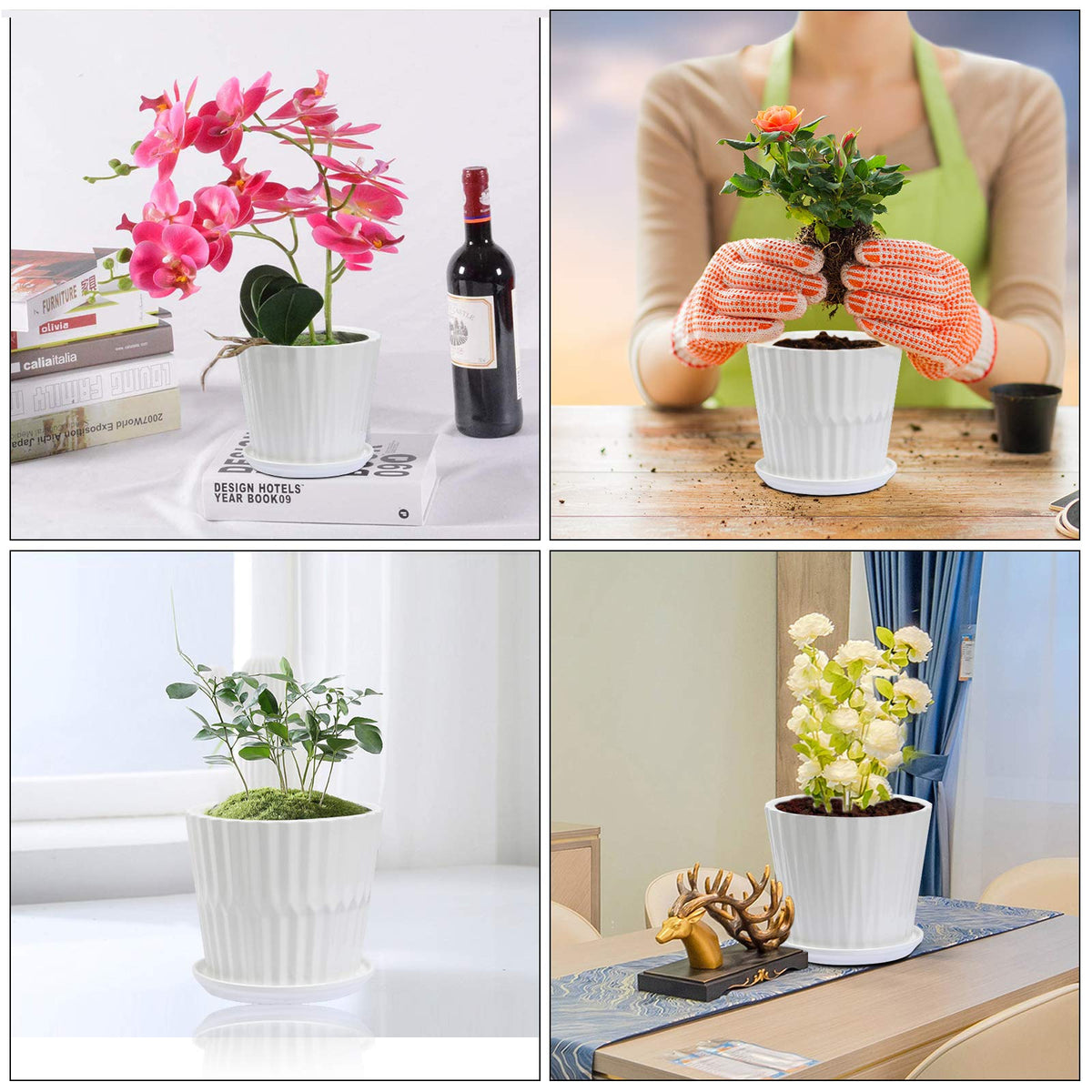 Sietpoek white cylinder planter enhances desks, shelves, and windowsills.