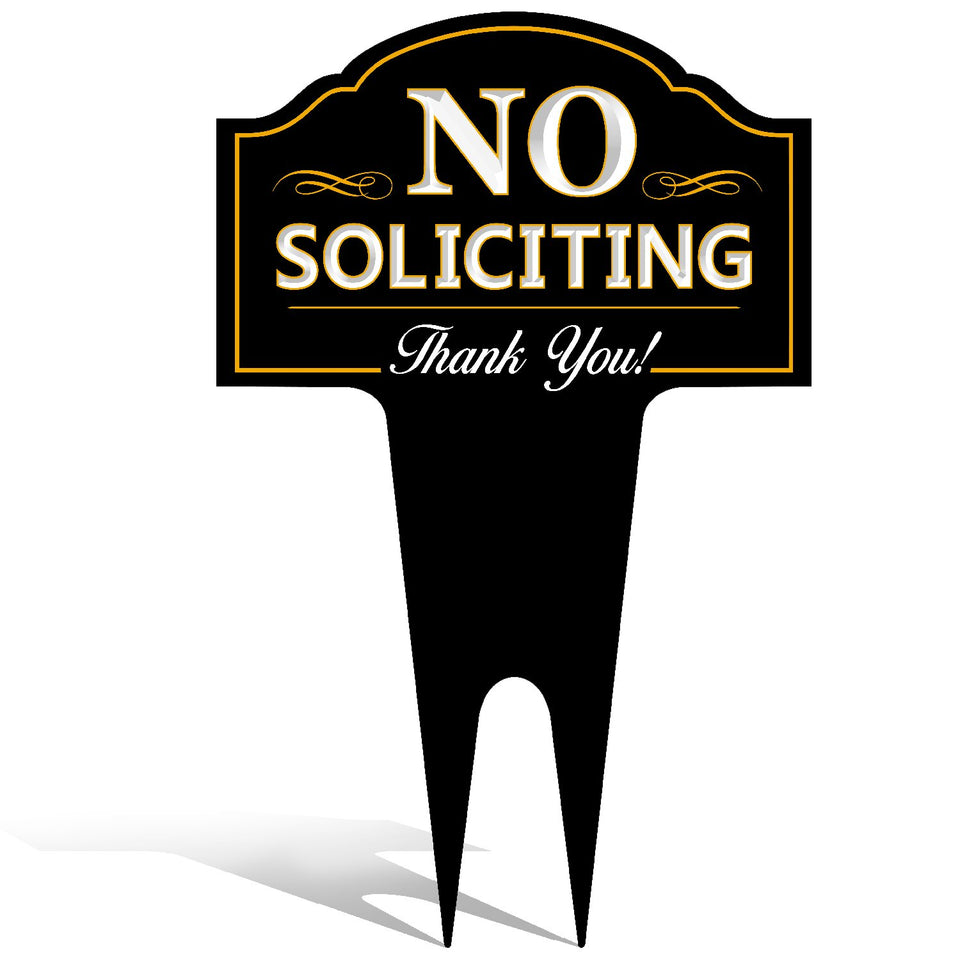 Signs Authority no-soliciting sign on lawn base deters door knockers