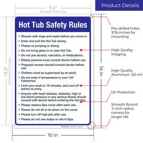 Sigo Signs pool safety rules sign front view showing clear messaging.