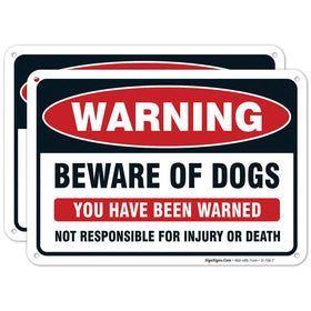 Sigo Signs Beware-Dog Sign pack 2 in rust-free aluminum for durable outdoor use