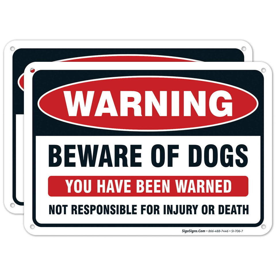 Sigo Signs Beware-Dog Sign pack 2 in rust-free aluminum for durable outdoor use