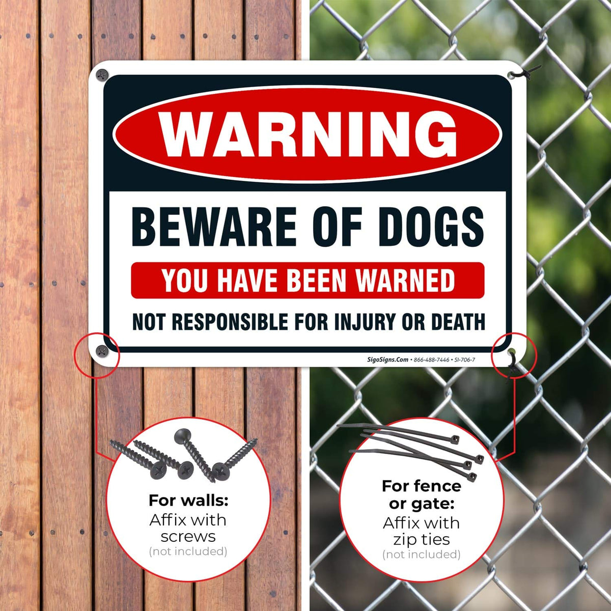 Sigo Signs Beware-Dog Sign 2 for indoor and outdoor display versatility