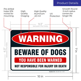 Sigo Signs Beware-Dog Sign 2 with pre-drilled holes for quick, secure mounting