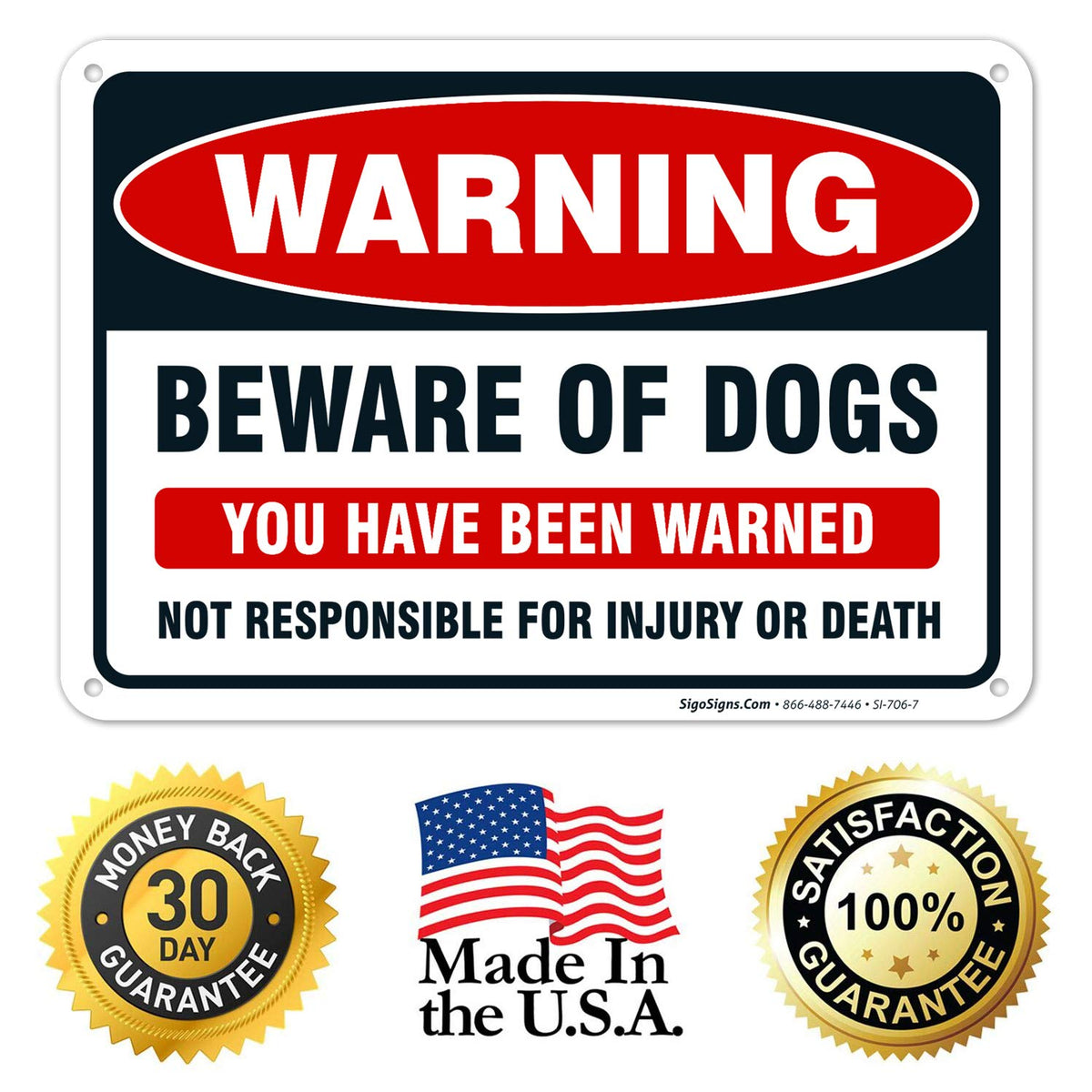 Sigo Signs Beware-Dog Sign 2-pack for premium, home-friendly safety messaging
